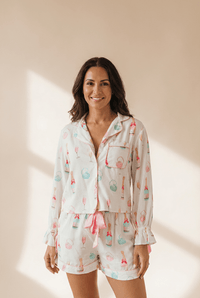 
Women's Champagne and Ring Print 100% Viscose Pajama Set with practical styling and dependable silhouette control.
