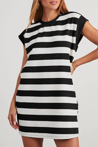 women's chic black stripe cap sleeve shift dress - stylish, comfortable and versatile casual fashion essential with practical styling and dependable