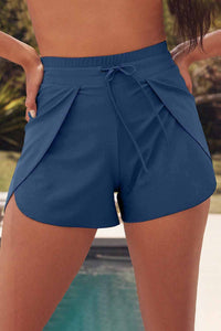 Women's Comfortable Blue 2-in-1 Swim Shorts with Adjustable Drawstring Waist for Stylish Beach Days