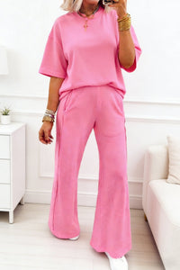 Women's Sachet Pink Oversized Tee and Wide-Leg Trouser Set with practical styling and dependable silhouette control.