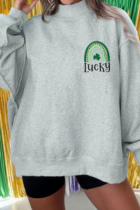Women's Lucky Clover Embroidered Mock Neck Sweatshirt