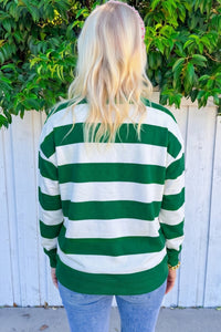 $8.58 Green Stripe holly jolly Letter Embroidered Pullover Sweatshirt Wholesale