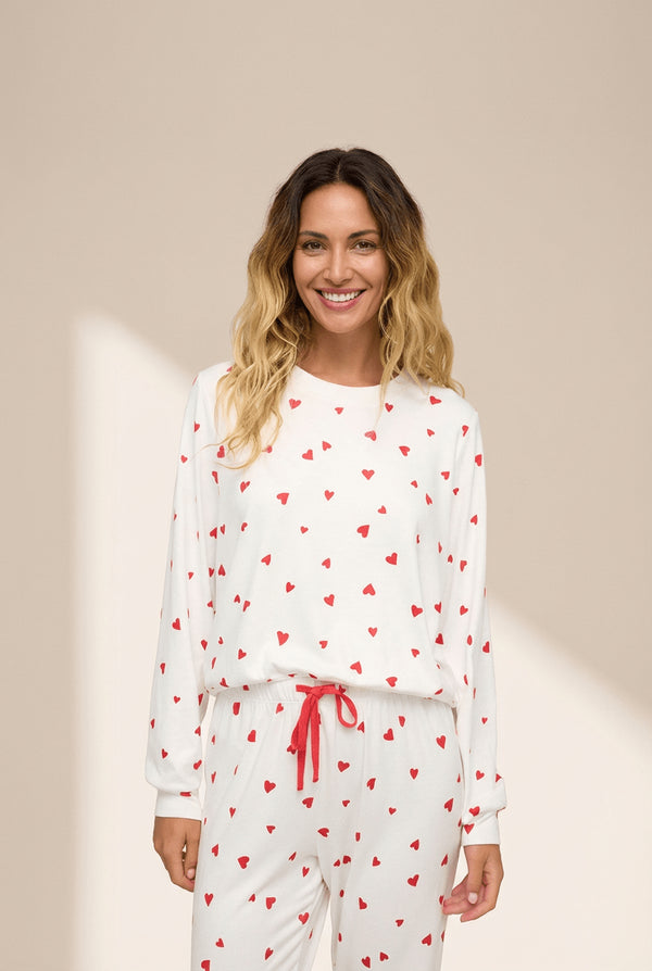 Women's Fiery Red Heart Lounge Set