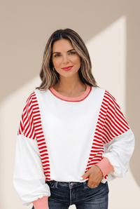 Women's Cozy Women's Stripe Patchwork Sweatshirt - Trendy Casual Style in Vibrant Colors for Everyday Comfort and Fashion
