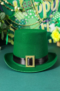 Women's Dark Green Felt Leprechaun Hat with Gold Buckle