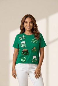 Women's Emerald Sequin St. Patrick's Day Graphic Tee