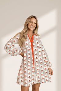 Women's Father Christmas Viscose Mini Dress with Contrast Collar