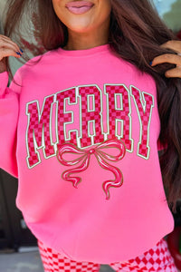 $14.49 Pink Christmas Slogan Graphic Plaid Contrast Two-piece Pant Set Wholesale