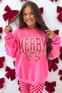 $14.49 Pink Christmas Slogan Graphic Plaid Contrast Two-piece Pant Set Wholesale