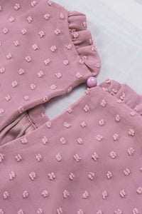 Pink Swiss Dot Sleeveless Ruffle Tank