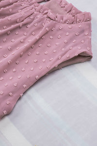 Pink Swiss Dot Sleeveless Ruffle Tank
