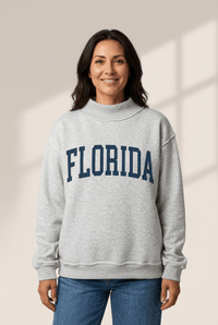 
Women's Heather Grey Reversible Mock Neck Florida Sweatshirt