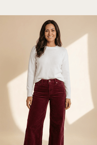 Women's High-Waist Burgundy Corduroy Wide-Leg Trousers