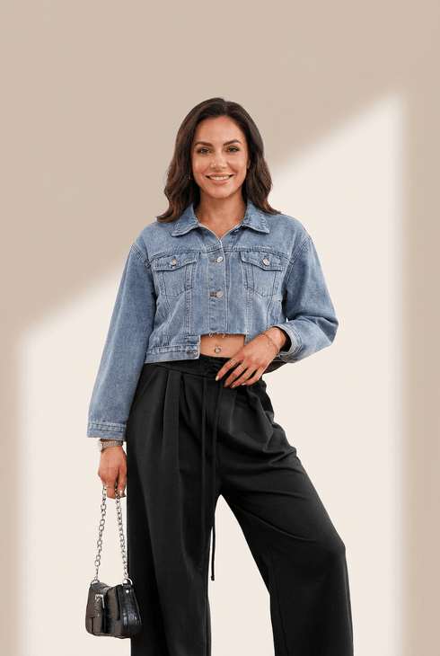 Women's High-Waist Wide-Leg Pleated Sweatpants in Black
