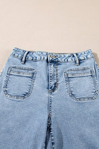 Women's High-Waisted Light Wash Wide-Leg Jeans with Patch Pockets, photo 10