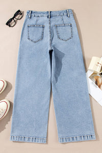 Women's High-Waisted Light Wash Wide-Leg Jeans with Patch Pockets, photo 6