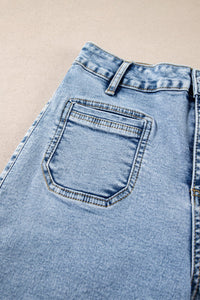 Women's High-Waisted Light Wash Wide-Leg Jeans with Patch Pockets, photo 9