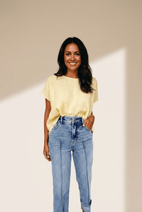 Women's High-Waisted Seamed Straight Leg Jeans in Classic Blue