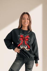 Women's Howdy Christmas Western Graphic Sweatshirt in Black