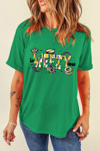 Bright Green WEEZY Graphic Festive Holiday Mardi Gras T Shirt