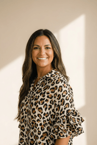 Women's Khaki Leopard Print Ruffle Sleeve Blouse in Lightweight Chiffon