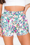 Women's Light Blue High-Waisted Leopard Print Athletic Shorts for Comfortable Activewear and Stylish Workouts
