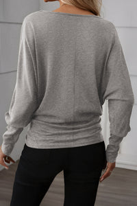 Light Grey Merry Christmas Graphic Extended Cuffs Dolman Long Sleeve Top