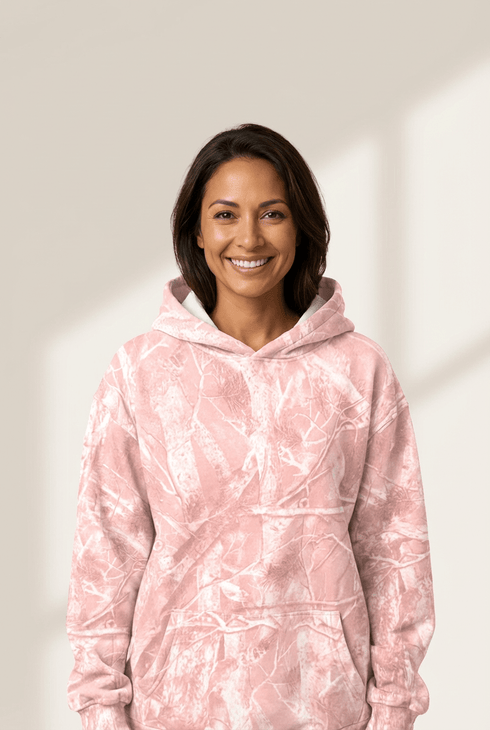 Women's Light Pink Woodland Camo Oversized Hoodie