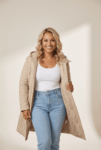 Women's Lightweight Hooded Quilted Coat in Sand Beige