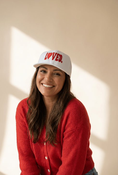 Women's LOVED Embroidered White Baseball Cap in Hats & Caps