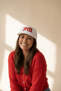 Women's LOVED Embroidered White Baseball Cap in Hats & Caps