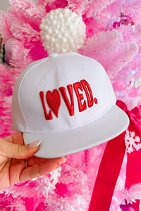 White LOVED Custom Embroidered Valentines Day Baseball Cap
