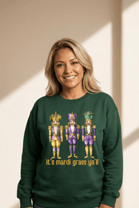 Women's Mardi Gras Nutcracker Sweatshirt in Dark Green