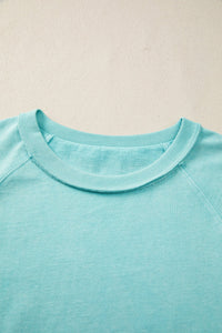 Mint Green Mineral Wash Raglan Sleeve Boxy Fit Cropped Tee
