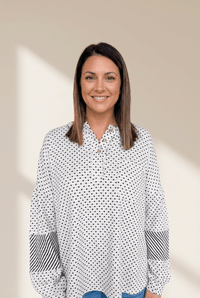 Women's Mixed Print Polka Dot and Striped Plus Size Henley Top