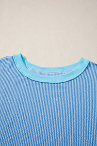 Myosotis Twisted Rib Uneven Hem Drop Shoulder Loose Knit Top
