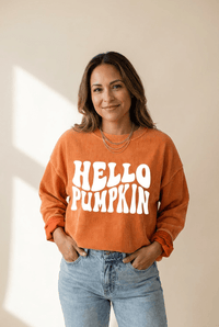 Women's Orange Corded 'Hello Pumpkin' Graphic Sweatshirt