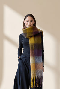 Women's Oversized Brushed Plaid Scarf in Earthy Tones