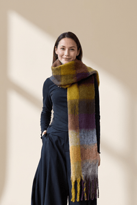 Women's Oversized Brushed Plaid Scarf in Earthy Tones