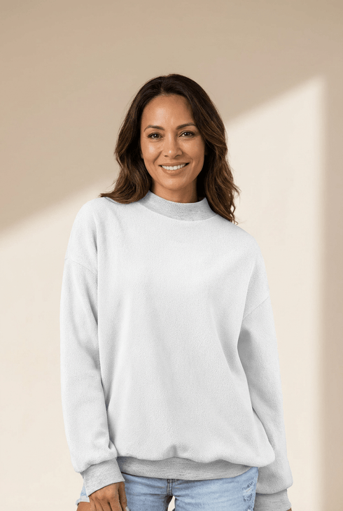 Women's Light Grey Reversible Mock Neck Sweatshirt