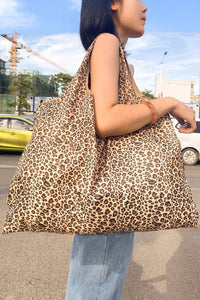 Mustard Wild Leopard Printed Reusable Shopping Tote Bag