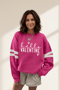 
Women's Oversized Rose Red Graphic Varsity Sweatshirt