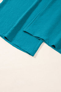 Peacock Blue Smocked Square Neck Sleeveless Jumpsuit with Pockets