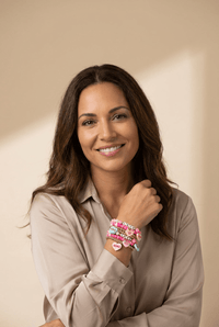 Women's Pink and Gold PMMA Heart Charm Stackable Bracelet Set with practical styling and dependable silhouette control.
