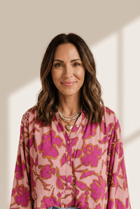 Women's Pink Floral 100% Viscose Batwing Sleeve Button-Up