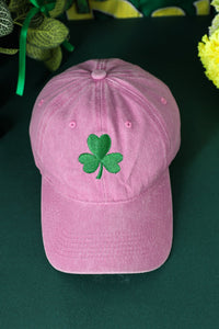 Pink St Patricks Shamrock Embroidered Baseball Cap