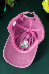 Pink St Patricks Shamrock Embroidered Baseball Cap