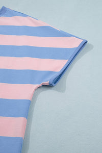 Pink Stripe Dolman Tee Drawstring Skort Athletic 2pcs Set