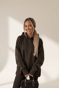 Women's Plaid Patchwork Oversized Hoodie in Chicory Coffee