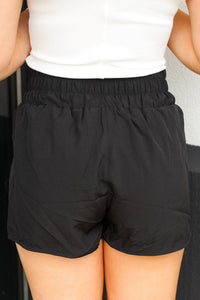 Black Plus Size Varsity Smocked Waist Shorts